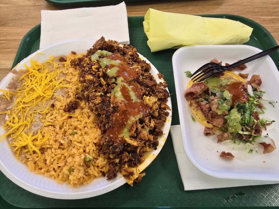 Chorizo and Eggs Plate Taco Tripa